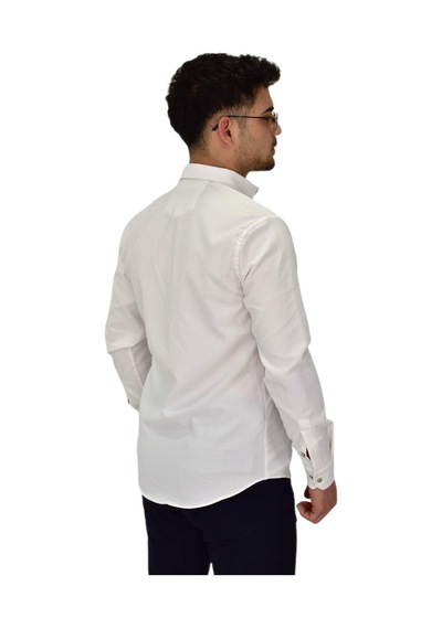 Erkek Likralı Spor Silim Fit Gömlek Bgl-st04327 Beyaz