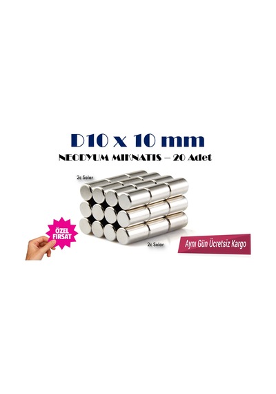 Neodyum Mıknatıs Magnet Mıknatıs D10X10 Mm 20 Adet
