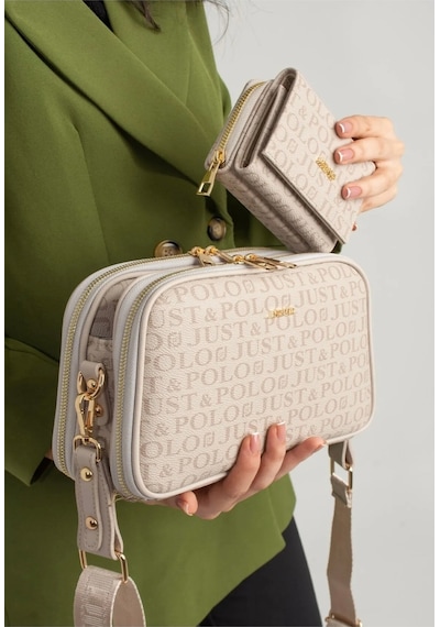 Just Polo Kadın Yeni Sezon Baskılı Omuz Çantası Ve Cüzdanı Kombin 232053mh Taş 34276586