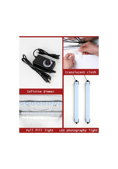 Pro 80x80 Cm Profesyonel Stüdyo Led Işıklı Ürün Fotoğraf Çekim Çadırı 3 Fonlu Büyük Boy Stüdyo Seti Çok Renkli