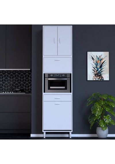 Modilayn Ece Çok Amaçlı Mutfak Dolabı Fırın Bölmeli, Çekmeceli, Kapaklı Ve Sepetli 55 Cm Beyaz Modilayn Ece Çok Amaçlı Mutfak Dolabı Fırın Bölmeli, Çekmeceli, Kapaklı Ve Sepetli 55 Cm Beyaz