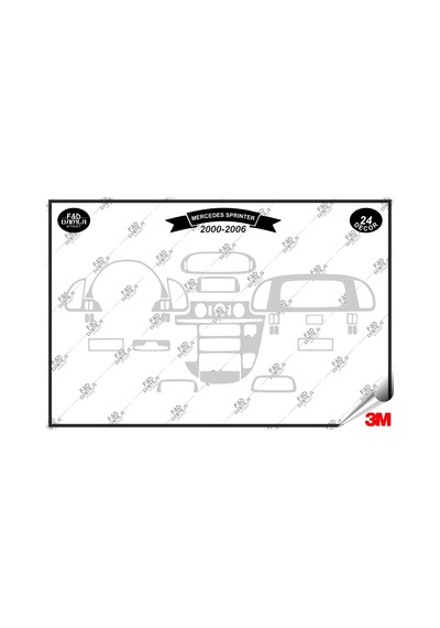 Mercedes Sprinter 2000-2006 Torpido Konsol Trim Göğüs Maun Kaplama Set 24 Parça Gümüş