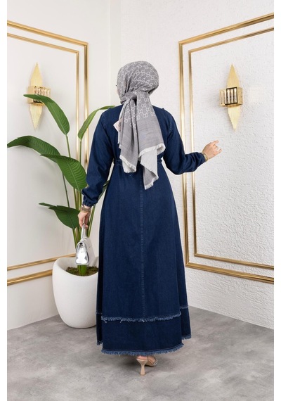 Harman Butik Kadın Püsküllü Denim Kot Elbise Lacivert Lacivert