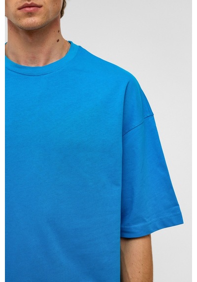 Vamos Basic Oversize Bisiklet Yaka Tişört Turkuaz