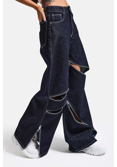 Itsbasic Kadın İndigo Selvedge 7s6-50 Süper Baggy Fit Fermuar Detaylı Özel Tasarım Denim Jean