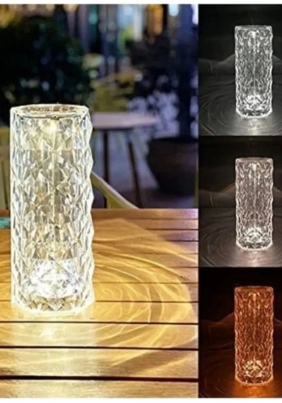 Projeksiyon Masa Lambası Kristal Elmas Led Dokunmatik Sensör Usb Şarj Bar Restoran Masa Lambası
