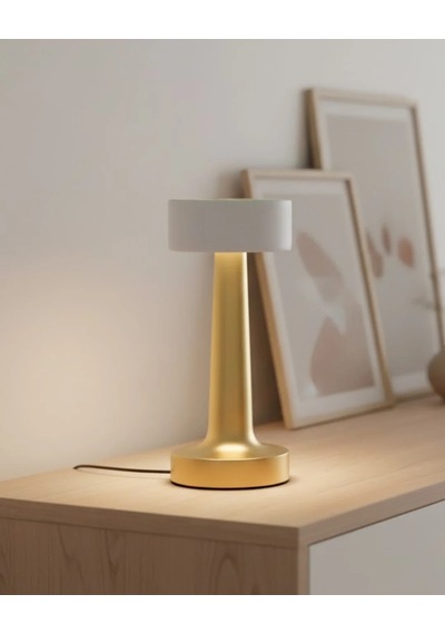 Modern Altın Gövdeli Led Masa Lambası 3 Işık Modlu Çok Renkli