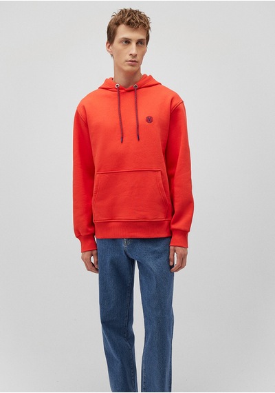 Mavi - Mavi Logo Nakışlı Kapüşonlu Kırmızı Sweatshirt 065809-70481 Kırmızı