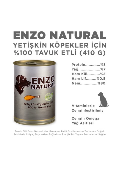 Enzo Natural Tavuk Etli Yaş Köpek Maması 410 Gr X 12