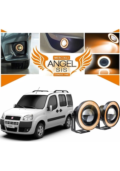 Fiat Doblo D1 Uyumlu, Universal Mercekli Led Sis Farı, 76mm Turuncu Renk