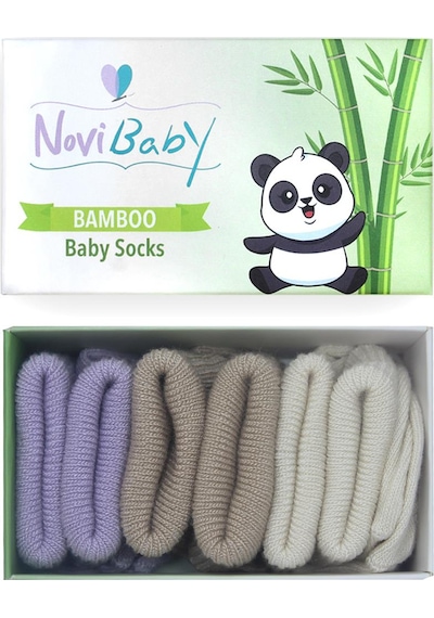 Novibaby 3'lü Bambu Yenidoğan Bebek Çorabı I Goldies I 0-6 ay "Karışık Renkli"