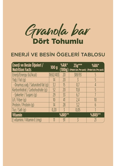 Granola 3'lü Mix Paket + Granola Bar Protein Kaynağı 23 G Karma Kutu 3 X 4 Adet