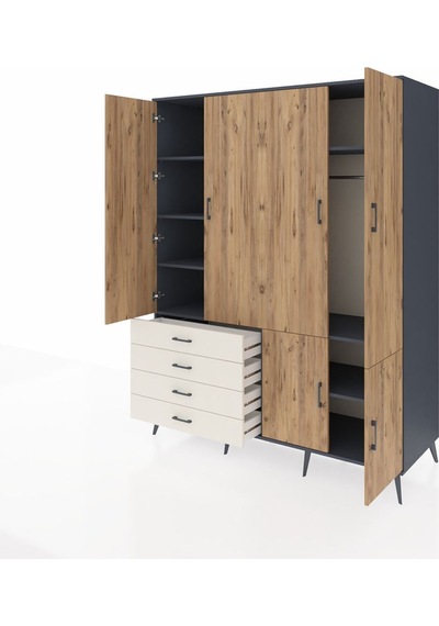 Kronos Gardrop 7 Raflı 4 Çekmeceli Tek Askılı 176x59x221 Antrasit-çam/aytaşı Çam/aytaşı Kronos Gardrop 7 Raflı 4 Çekmeceli Tek Askılı 176x59x221 Antrasit-çam/aytaşı Çam/aytaşı