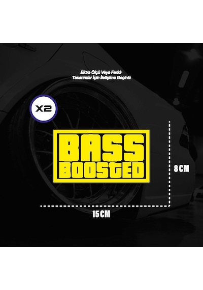Bass Boosted Motosiklet Araba Laptop Sticker Yapışkanlı Folyo Sarı