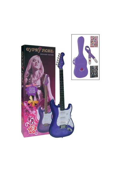 Valencia Gypsy Rose Gre1kcpp Elektro Gitar Seti Mor - Tek Manyetik Basitleştirilmiş - Simli Mor - Yeni Başlayanlara