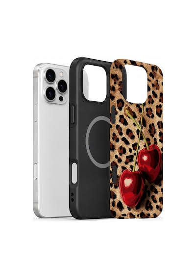 Velvoria Valestra Leopar Kiraz Apple Apple iPhone Uyumlu 16 Pro Max Magsafe Koruma Kılıfı Valestra Magline - Leopar Kiraz