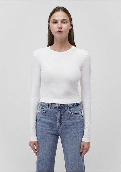 Mavi - 2li Uzun Kollu Crop Basic Tişört 1613021-70057 Beyaz