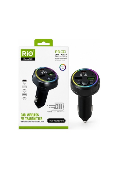 Araç Fm Vericisi Bluetooth 5.0 Hızlı Şarj Type-c Ve Çift Usb 48w Çıkış