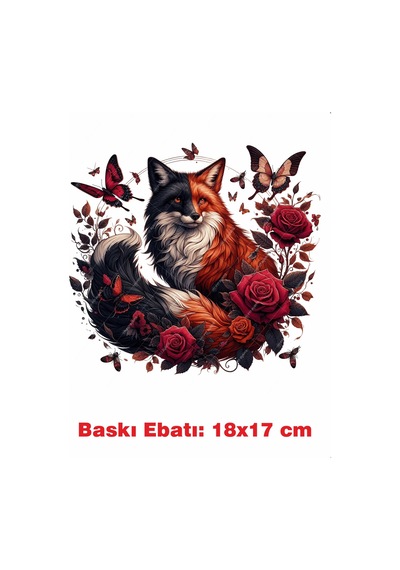 Tilki Gotik Temalı Ütü İle Yapışan Tekstil Kumaş Tişört Dtf Baskı 3528