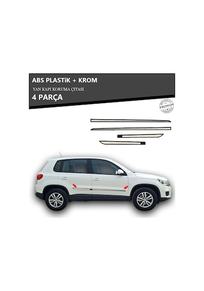 Volkswagen Tıguan 2007 Üzeri Yan Kapı Koruma Çıtası Plastik + Krom