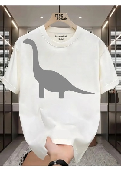 Startmore Unisex Dino Uzun T-shirt Beyaz