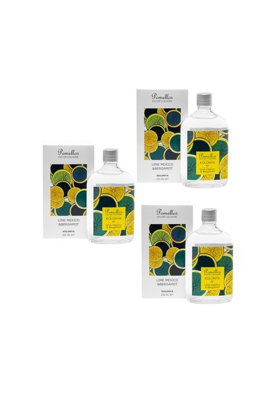 Pomellos 80 Derece Lime Mexico & Bergamot Kolonya Cam Şişe 250 ML x 3