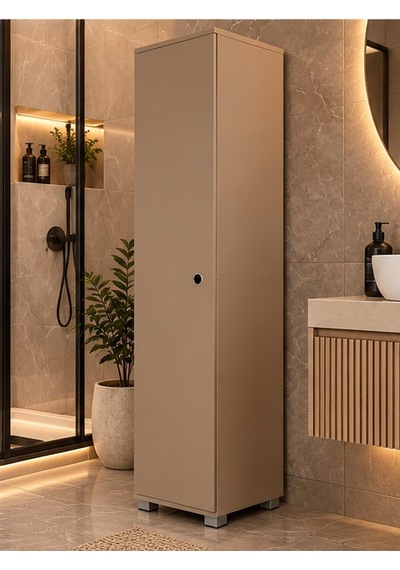 Rafineri Tasarım Saltık Çok Amaçlı Dolap Tek Kanat Raflı Mdf . Krem
