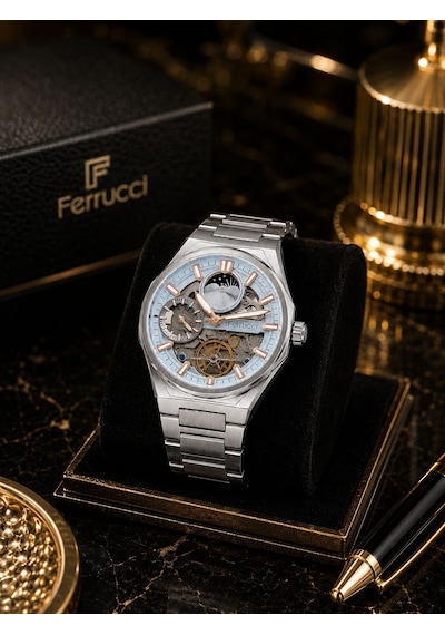 Ferrucci Otomatik Ve Kurmalı Güneş Ve Mehtap Kadranlı 2 Yıl Garantili Erkek Kol Saati Bfc.m3558.s5 Gümüş