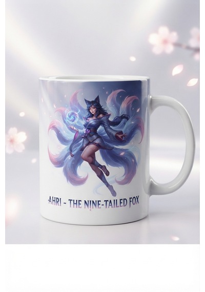 League Of Legends Ahri Özel Tasarım Baskılı Beyaz Kupa Bardak - Koleksiyonluk Oyuncu Kupası