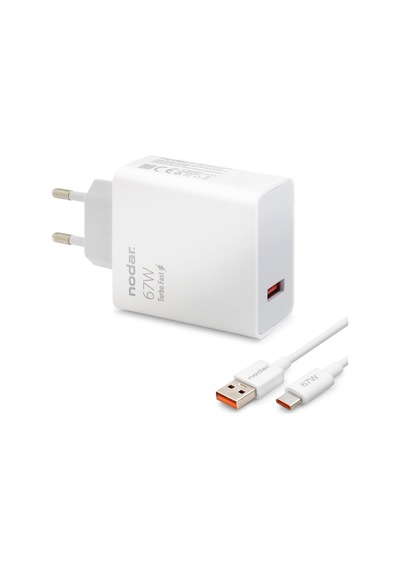 Type-c Hızlı Şarj Seti 67w Usb Adaptörlü 95 Cm Pvc Kablolu Beyaz Nd1008 Tg 5klfk5h 1