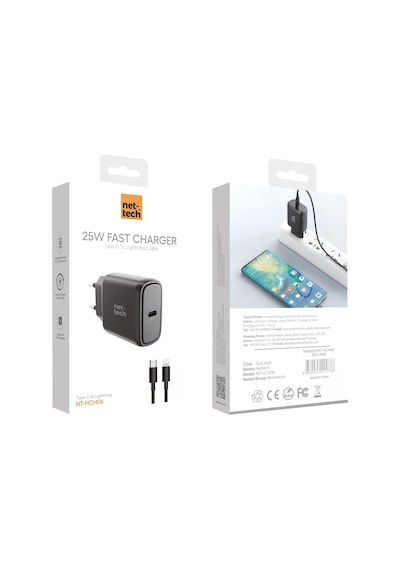Nettech NT-HCH06 PD 25 W Type-c + Lightning Kablo + Şarj Cihazı
