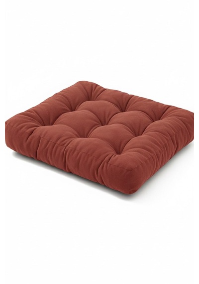 Rual Kadife Döşemelik Kumaştan Yer Pufu Sandalye Minderi Yer Minderi 60x60 Cm Kiremit