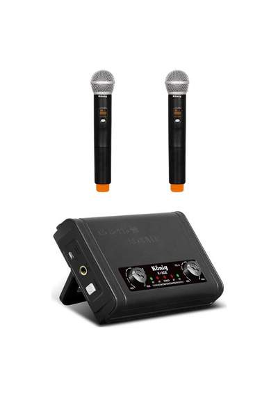 König K-302ee Uhf Çift Kanal Telsiz Mikrofon 2 El Kablosuz Mikrofon - 8697314964291