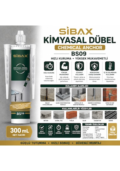 Sibax Kimyasal Dübel Hızlı Kuruma Yüksek Mukavemetli 300 Ml Kod :bs09