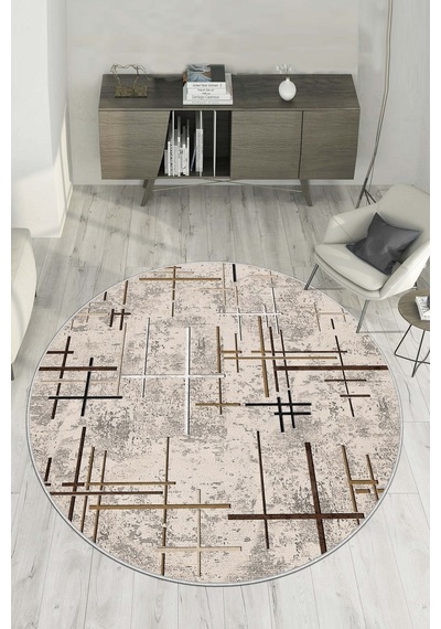 West Home Dijital Baskı Yıkanabilir Kaymaz Taban Yuvarlak Mutfak Halısı Salon Halısı Ve Yolluk Wh 488 Beige Yuvarlak