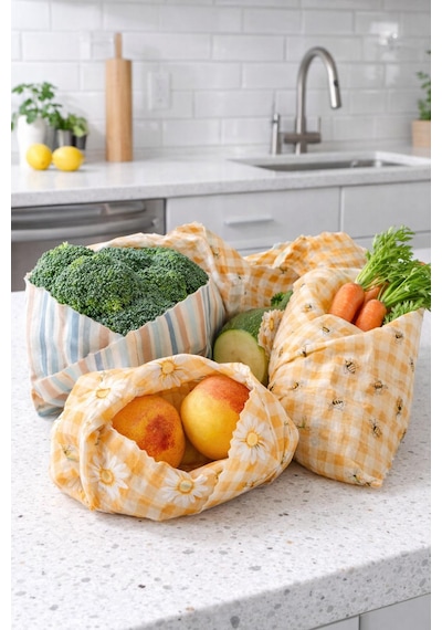 Balmumu Gıda Saklama Bezleri Premium 3 Lü Set 30 30 Cm - Wildflower Honey Collection Çok Renkli