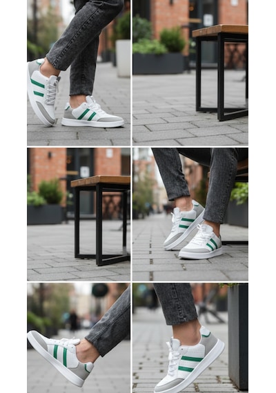 Fore Sport Erkek Günlük Yürüyüş Spor Ayakkabı Suni Deri, Hafif, Rahat, Darbe Emici Sneaker Beyaz Yeşil