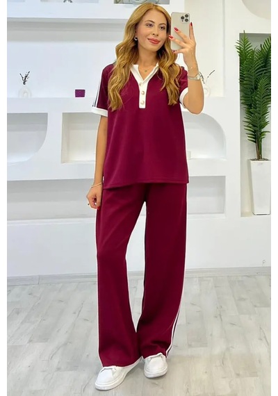 Fiolin Soft Touch Polo Yaka Eşofman Takımı Bordo Fiolin Soft Touch Polo Yaka Eşofman Takımı Bordo