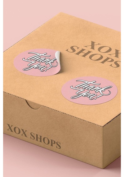 Pembe Thank You Kargo Sticker 3x3cm St2160 Çok Renkli