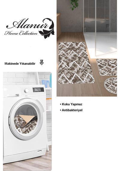 Dekoreko Kaymaz Taban Djt 3 Lü Banyo Paspas Takımı Yıldız Deri Karışık Iskandinav F5128 Kahve