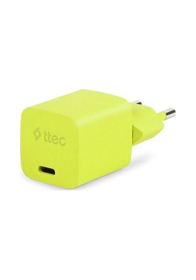 Ttec Smartcharger Gan 20w Pd Seyahat Hızlı Şarj Aleti + Usb-c - Lightning 120cm Kablo Neon Sarı