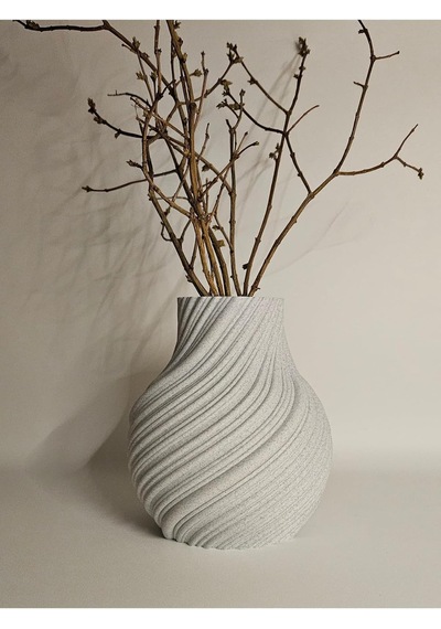 Modern Dalgalı Tasarım Dekoratif Vazo 3d Baskı Minimalist Masa Üstü Çiçeklik Beyaz Beyaz Diğer