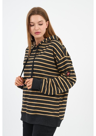 Alexander Gardi Çizgili Kapüşonlu Sweatshirt Unx-00242-wn Sarı - Siyah