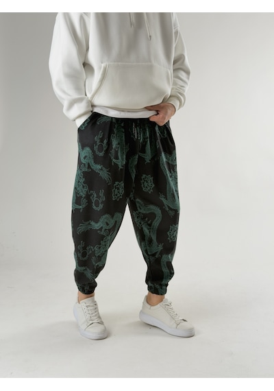Cocopelli Ejder Desenli Pileli Erkek Jogger Pantolon Coc2665 Desenli