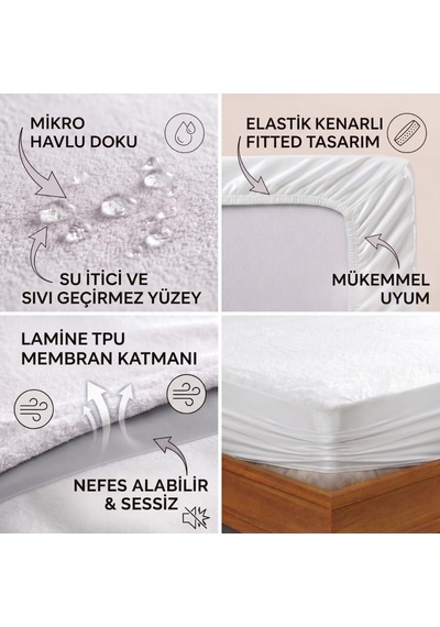 Formeya Mikro Fitted Su Sıvı Geçirmez Yatak Koruyucu Alez 160 2 Beyaz