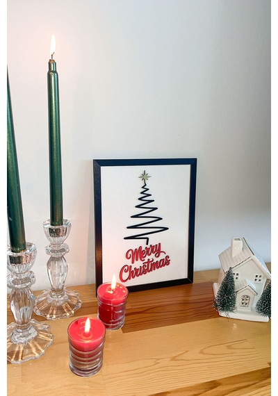 Merry Christmas Yazılı 3d Yılbaşı Tablosu 2 Katmanlı Ahşap Mdf