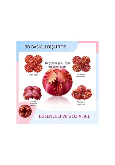 3d Baskılı Dişli Top Pla Malzeme, Stres Giderici Dönme Oyuncağı, Taşınabilir Spinner Küre Turuncu