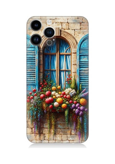 Apple iPhone 14 Pro Uyumlu Pencereden Renkli Hayat Desenli Silikon Kılıf Çok Renkli