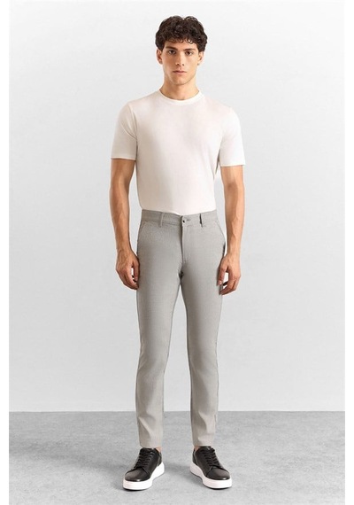 Süvari Gri Slim Düz Armürlü Normal Bel Klasik Pantolon Pn1014400473-s05