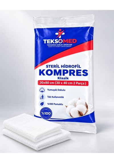 Teksomed Steril Hidrofil Kompres Klasik 30x80 Cm 2 Adet 30x40 Cm 20 Adet